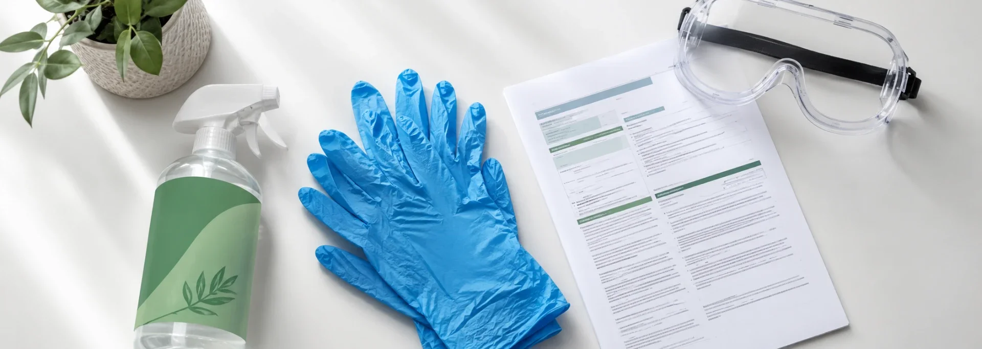 Matériel de la formation Certibiocide — gants, désinfectant et documents réglementaires